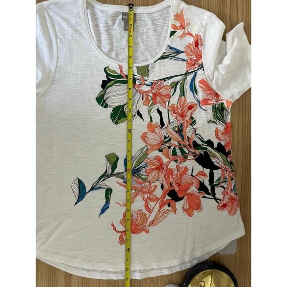 Chico's Spread Kindness Like Wildflowers Foiled Floral Short Sleeve Tee Size 2 - Picture 9 of 12